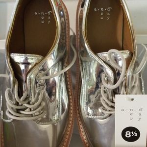 A New Day Silver Oxfords NWT